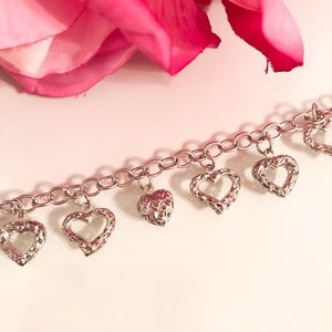Genuine Silver Heart Charm Bracelet